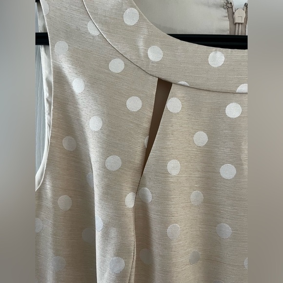 Sleeveless, Polka Dot Pleated Classic Dress Size 8 Tahari By Arthur S Levine - Picture 3 of 13